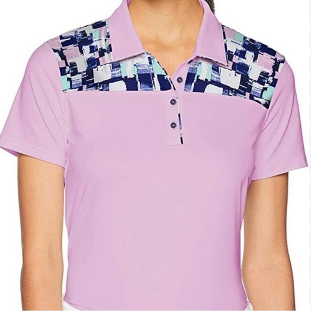 Adidas Lavender Button Down Shirt with Patterned Shoulders